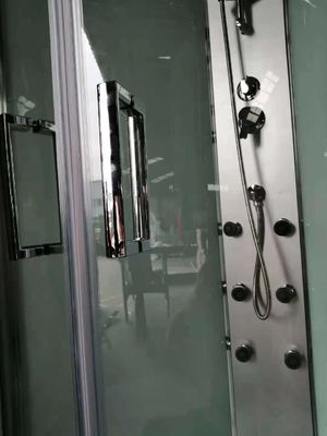 غرفة الاستحمام بالبخار على شكل مروحة مع خلفية زجاجية بيضاء 900 × 900 مم